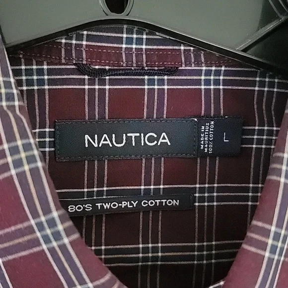 Nautica Plaid Button Down Men's Shirt Size Large 80's Two-Ply Cotton - Picture 2 of 8